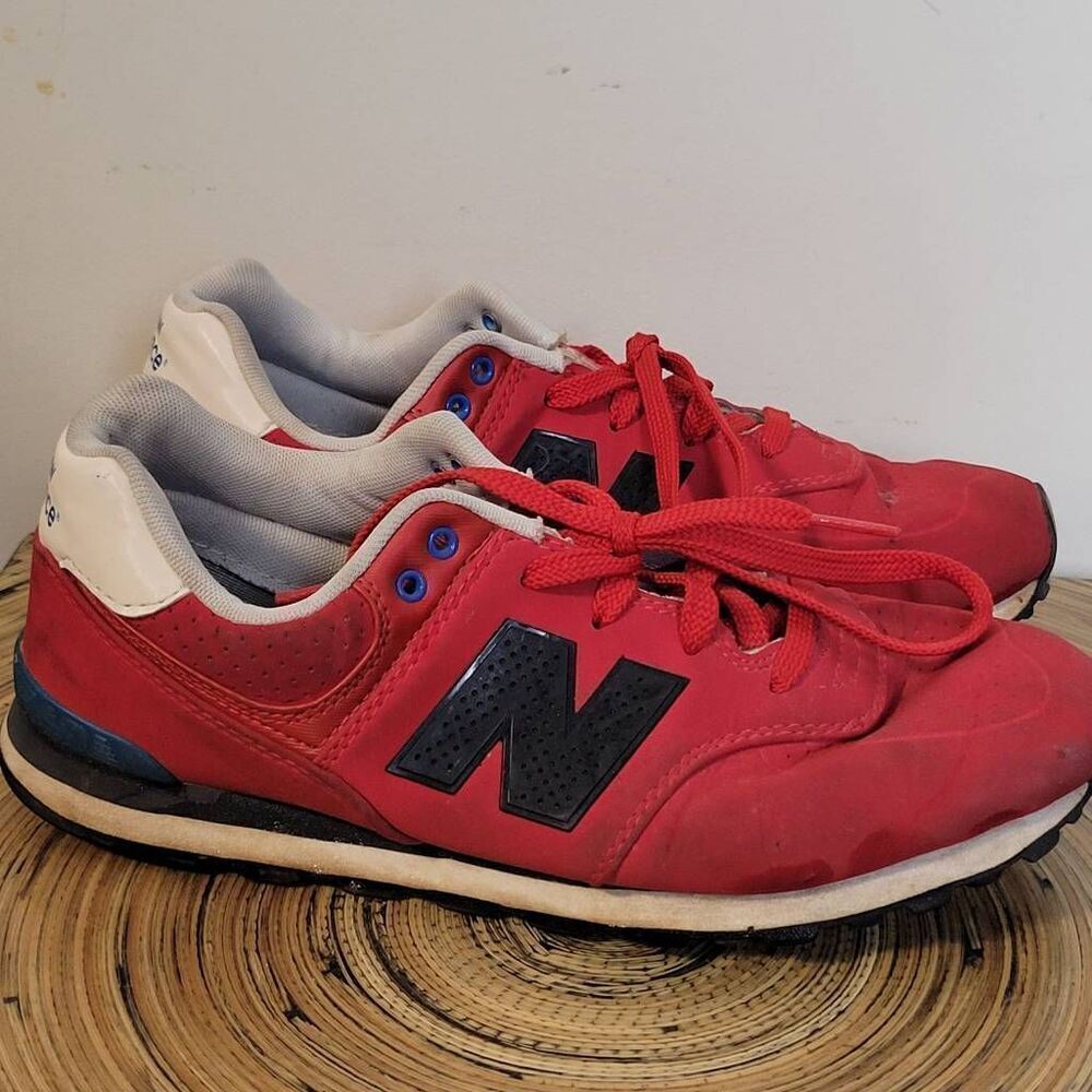 New Balance 574 Classics Paint Chip Red Blue Black Boys Youth Sneakers 6.5/39